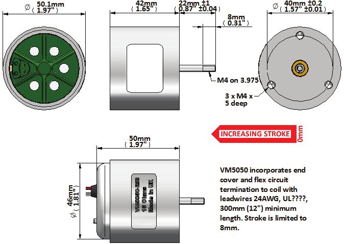 P 1 is the continuous (1% ED) excitation power at mounted to a massive heatsink at 2 C VM5xx 4 VM5xx 25 VM5xx 19 GEEPLUS VM542 & VM55 P 1 24 W Total Mass 48 g T max 13 C Coil Mass 35 g R 2 2.5 1.