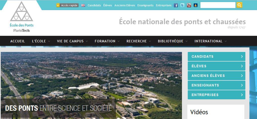 Συνεργασίες της Σχολής Πολιτικών Μηχανικών με άλλα ευρωπαϊκά πανεπιστήμια Διπλό πτυχίο, École Nationale de Ponts et Chaussées (ENPC), www.enpc.