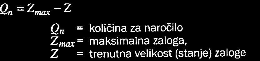 Naročanje po sistemu dveh embalažnih enot Naročanje v fiksnih časovnih intervalih Velikost