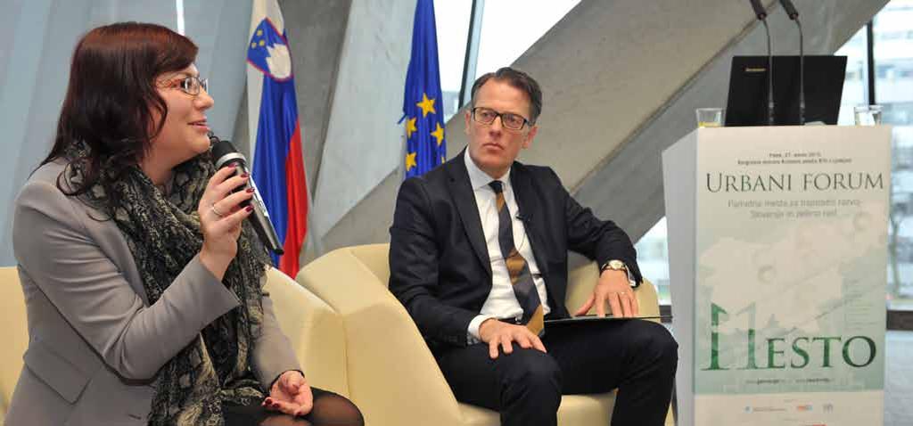 ZakljuČki prvega Urbanega foruma Mag. Tanja Bogataj, dræavna sekretarka, Ministrstvo za okolje in prostor in Blaæ Golob, Direktor GFS Inπtituta in soorganizator Urbanega foruma.