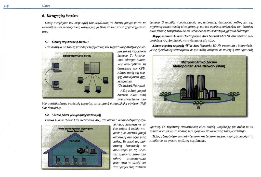 6. Κατηγορίες δικτύων Όπως αναφέραμε και στην αρχή τον κεφαλαίου, τα δίκτυα μπορούμε να τα κατατάξουμε σε διαφορετικές κατηγορίες με βάση κάποια κοινά χαρακτηριστικά τους. 6.1.