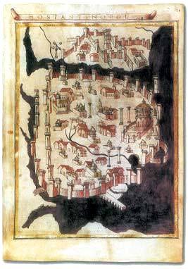 τελευταίες αναλαμπές της, λίγο πριν την τελική της πτώση. 2. Σχέδιο της Κωνσταντινούπολης κατά το 15ο αιώνα.