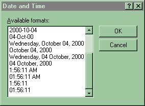 2.5.6 Meniul Insert Comanda Date and Time Insereaza data sau ora curenta.