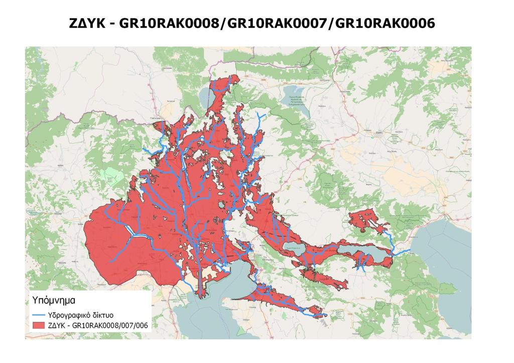 ΕΛΛΗΝΙΚΗ ΔΗΜΟΚΡΑΤΙΑ ΣΤΑΔΙΟ Ι 3η ΦΑΣΗ Εικόνα 4.22 : ΖΔΥΚ EL10RAKOOO8/EL10RAKOOO7/EL10RAKOOO6 Στη συνέχεια παρουσιάζονται τα αποτελέσματα διόδευσης πλημμύρες στη Ζώνη EL10RAK0008.