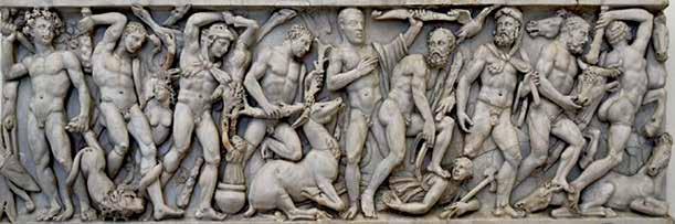 93 Άθλοι του Ηρακλέους, αναπαράσταση από σαρκοφάγο 300 μ.χ, Εθνικό Μουσείο Ρώμης.
