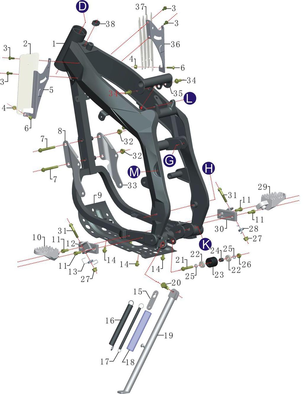 FRAME ASSY 14 Item Part # Description Req. 1 07001031101000 frame 1 2 06019031020000 air deflector, LH 1 3 GB/T70.