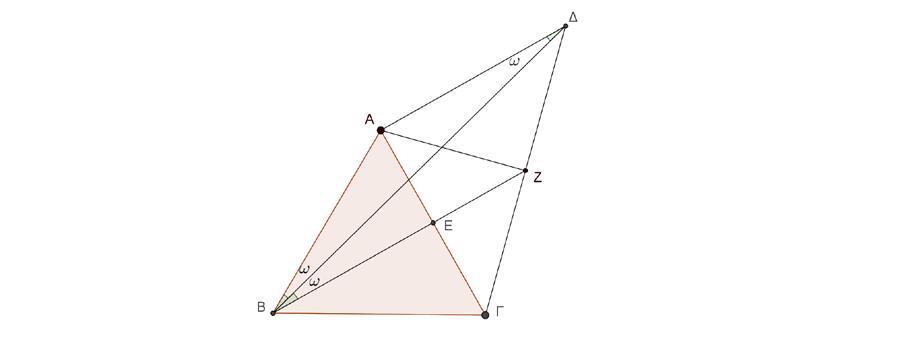 Σχήμα (β) Επειδή είναι Α = α, το τρίγωνο ΑΒΔ είναι ισοσκελές με Α Β ˆ = ΑΒ ˆ (1) Όμως έχουμε ˆ ˆ ˆ ΒΑ = ΒΑΓ + ΓΑ = 60 + 90 = 150 () Επομένως από το τρίγωνο ΑΒΔ έχουμε: ˆ ˆ 180 150 30 Α Β = ΑΒ = = =