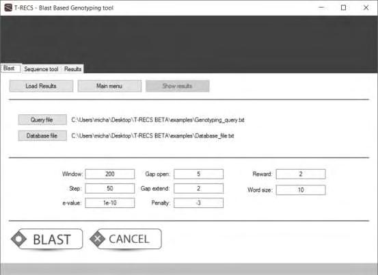 Εικόνα 30: Φόρμα παραμέτρων του Blast στο Blast Based Genotyping tool. Στην εικόνα 30 φαίνονται οι παράμετροι του Blast για το Blast Based Genotyping tool.