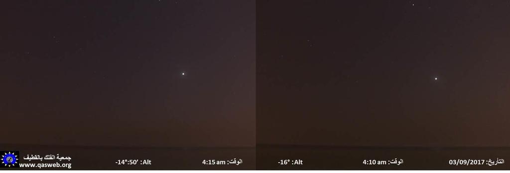 نتائج يمكن عرضها عبر صور الفجر: يظل ضوء الفجر الفلكي خافتا اليالحظ ازدياده إال حينما ينفلق عمود الفجر فينتشر الضياء بشكل مالحظ من جميع الراصدين ويستمر في االزدياد.
