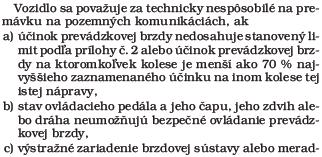 Technická nespôsobilosť vozidla ( 2 vyhlášky MDPT č. 578/2006 Z. z.) vyhl.