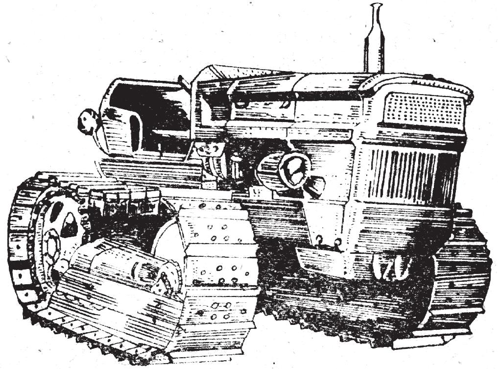 diferite maini agricole, unelte i dispozitive. Un tractor (fig.