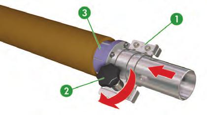 Σύρετε το παρέμβυσμα διαχωριστήρα (3) επάνω στον κύριο κύλινδρο κύλισης μέχρι να σταματήσει επάνω στον σωλήνα του μέσου εκτύπωσης. β.