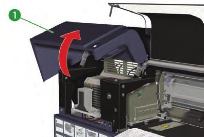 Ο μηχανισμός μεταφοράς αυτόματα μετακινείται στην πλευρά καθαρισμού του εκτυπωτή έτσι ώστε η Μονάδα Καλύπτρας να είναι προσβάσιμη.