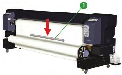 β. Στο μπροστινό μέρος του εκτυπωτή, χρησιμοποιήστε το μαύρο διακόπτη προώθησης του μέσου εκτύπωσης για να τροφοδοτήσετε αρκετό μήκος μέσου εκτύπωσης ώστε να μπορέσετε να τοποθετήσετε τη ράβδο