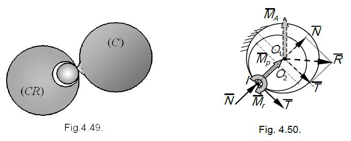 6 Introducând forţele şi cuplele de momente ce apar într-un reaem simplu, şi reducându-le apoi în centrul sferei fixe se obţine: R = N +T (4.84) A = p + r + O 1 I T (4.