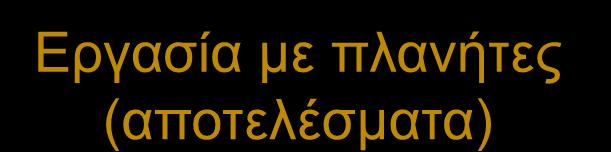 Δξγαζία κε πιαλήηεο (απνηειέζκαηα) Πμ ειηαθό ζύζηεμα Φοιιμμεηνεηήξ, επηιεγμέκμη ηζημηόπμη,