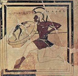 Αθηναίος οπλίτης σε γραπτή πλάκα (Αθήνα, Μουσείο Ακρόπολης). δεν εύρισκαν το δίκιο τους. Οι ευγενείς, για να εκτονωθεί η λαϊκή δυσαρέσκεια, ανέθεσαν το 624 π.χ.
