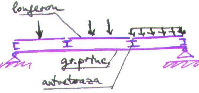 Calculul se desfășoară prin descompunerea structurii, dinspre elementele secundare către cel principal. Exemple de grinzi cu transmitere indirecta a sarcinilor: 7.