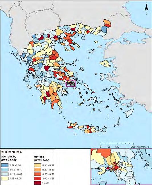 Ομάδα 2 (Αναπτυγμένες Ευρωπαϊκές Χώρες) Χάρτης 4.2.4: Μεταβολή αλλοδαπών ομάδας 2 ανά ηλικία (0-14), 2001-2011 Χάρτης 4.2.5: Μεταβολή αλλοδαπών ομάδας 2 ανά ηλικία (15-64), 2001-2011 Χάρτης 4.2.6: Μεταβολή αλλοδαπών ομάδας 2 ανά ηλικία (>65), 2001-2011 Οι αλλοδαποί της ομάδας 2 και ηλικίας 0-14 (χάρτης 4.