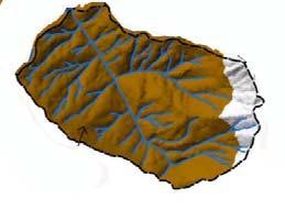 a) the basin and the hydrographic distribution system of the water supply dam basin stem with the location of the dam at the base of the basin b) formation and elevation and c) map of the basin