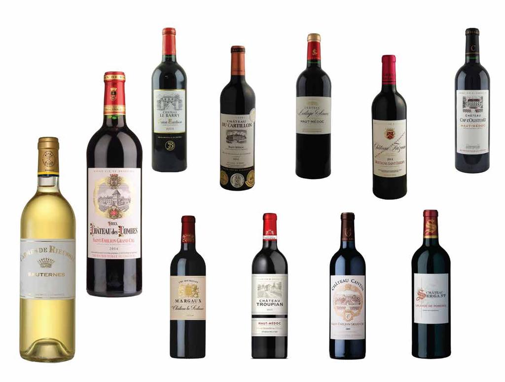FRANCE: BORDEAUX 29 50 Carmes de Rieussec Saulternes White 2016-75cl (2 nd wine of Chateau Rieussec 1er Grand Cru Classe) 17 50 Chateau Le Barry Saint Emilion 2014-75cl Chateau du Cartilion Haut