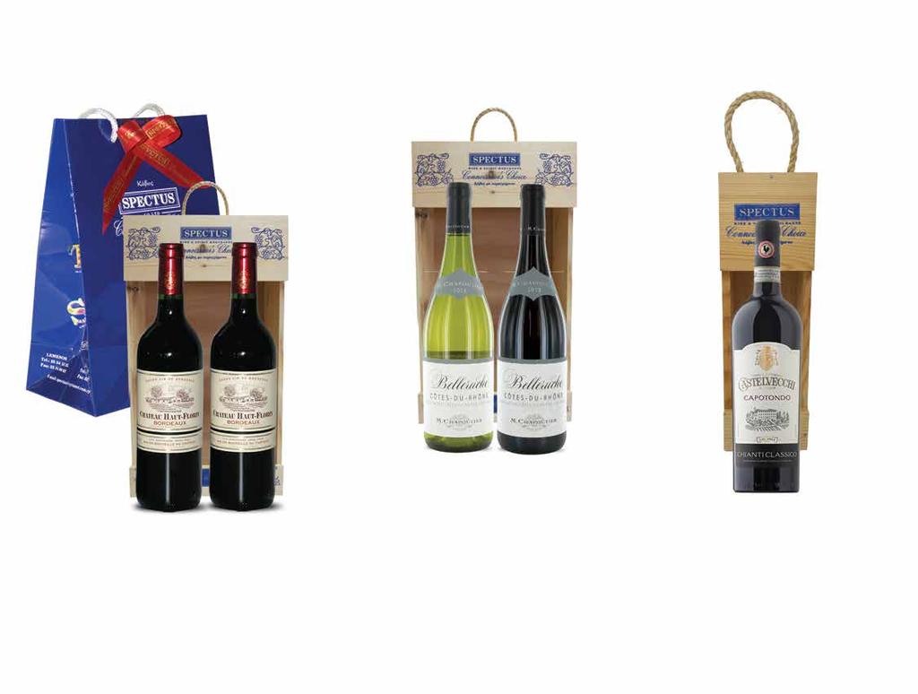 Προσθέτουµε αξία στα δώρα σας! SPECTUS Wooden Gift Box with: 2 Chateaux Haut Florin Bordeaux Red 75cl ΩΡΟ / GIFT: 17 CS 33 28 75 25 00 Wooden Gift Box With: 1 M.
