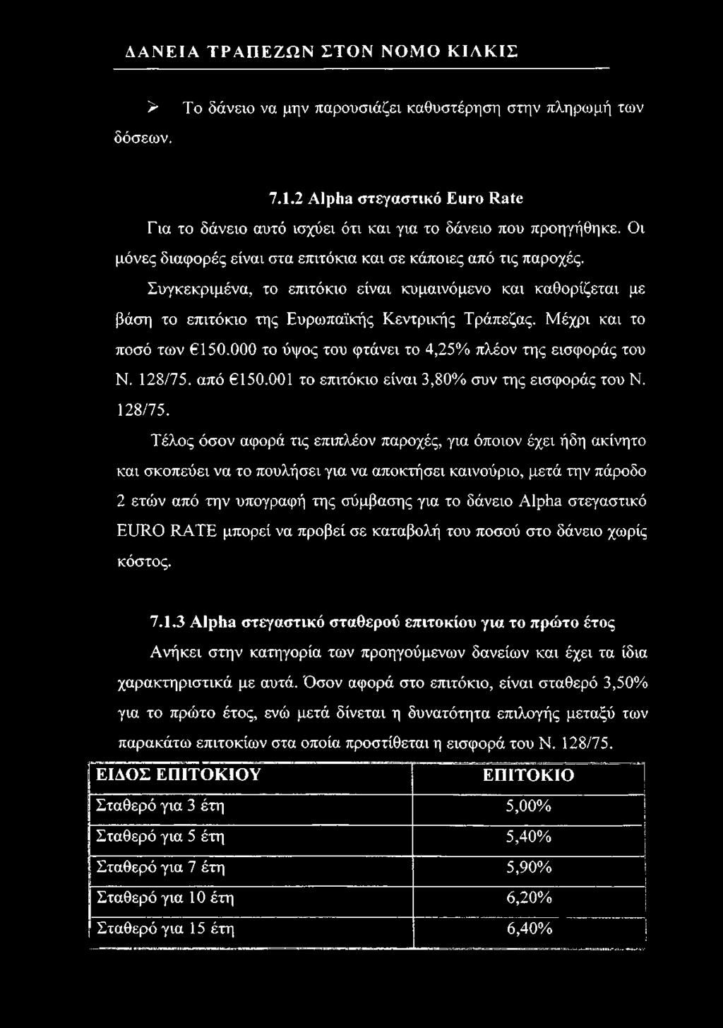 Μέχρι και το ποσό των 150.000 το ύψος του φτάνει το 4,25% πλέον της εισφοράς του Ν. 128/75.