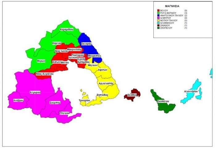 ΙΔΙΩΤΙΚΗ ΠΟΛΕΟΔΟΜΗΣΗ & ΟΙΚΟΔΟΜΙΚΟΙ ΣΥΝΕΤΑΙΡΙΣΜΟΙ ΣΤΗ ΜΑΓΝΗΣΙΑ Χάρτης 3.2: Οι Δήμοι και οι Δημ. Ενότητες της Μαγνησίας Πηγή: winesurveyor.weebly.com Ο Ν. Μαγνησίας πλησιάζει πολύ στο μ.ο. της χώρας ως προς την κατανομή του πληθυσμού σε αστικές και αγροτικές περιοχές.