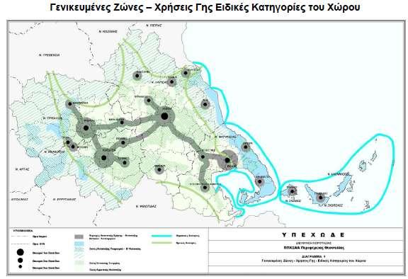 ΙΔΙΩΤΙΚΗ ΠΟΛΕΟΔΟΜΗΣΗ & ΟΙΚΟΔΟΜΙΚΟΙ ΣΥΝΕΤΑΙΡΙΣΜΟΙ ΣΤΗ ΜΑΓΝΗΣΙΑ Ο χώρος της περιφέρειας Θεσσαλίας οργανώνεται σε ζώνες-χρήσεις Γης, ως εξής: Χάρτης 3.