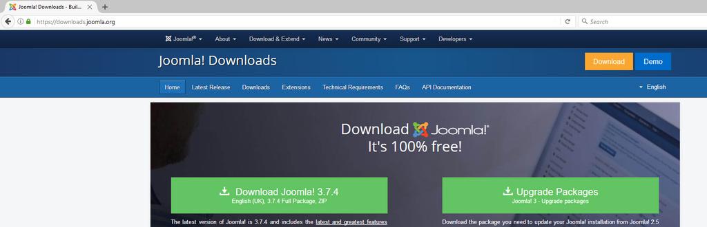 ιστοσελίδα του Joomla, να κατεβάσουµε την