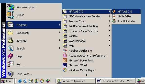 Software-t Aplikative SOFTVERI MATLAB (MatRIX LabORATORY) HYRJE Softveri Matlab llogaritet si gjuhë programuese e rendit të lartë dhe është mjaft e përshtatshme për përdorim në inxhinieri në