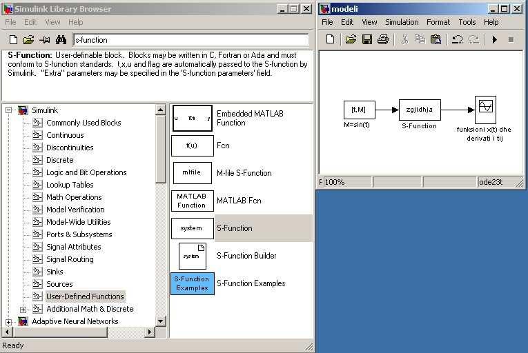 Dr. sc. Ahmet SHALA Nga Simulink Library Browser / User-Defined Funcions tërheqim modulin S-Function dhe e vendosim në modelin tonë.