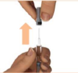 2. Αφαιρέστε το κάλυμμα της βελόνας με σταθερή κίνηση Τραβήξτε το κάλυμμα της βελόνας στην ευθεία από τη βελόνα και