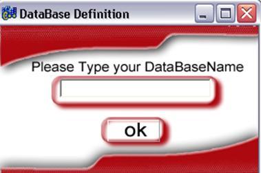 ΕΠΕΞΗΓΗΣΗ ΠΡΟΓΡΑΜΜΑΤΟΣ 7.3 Επεξήγηση Φόρμας Διατύπωσης Ονόματος Βάσης Εδώ απλά ο χρήστης καλείται να εισάγει το όνομα της βάσης για να χρησιμοποιηθεί για την κατασκευή του ConnectionString.
