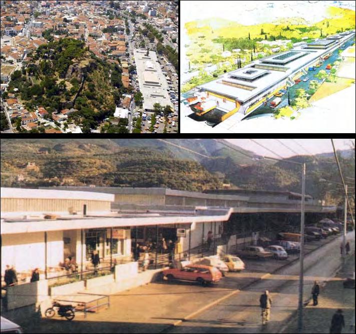 2) Κεντρική Αγορά Καλαμάτας (ΚΑΚ) Εικόνα 4.3.4.2.4: Η ΚΑΚ. Στη βόρεια Καλαμάτα η ανατολική όχθη του ποταμού Νέδοντα μετά τη διευθέτηση της κοίτης του, προσέφερε έναν ανεκτίμητης αξίας δημοτικό χώρο.