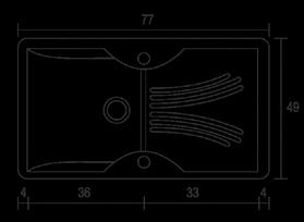 77 Χ 49 205,00 Βάθος γούρνας: 18εκ.