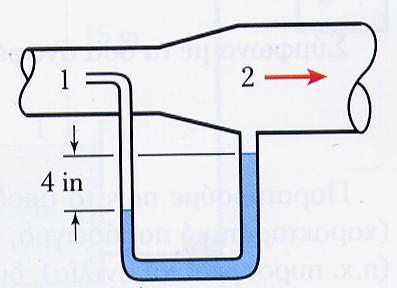 1 h 2 Παράδειγμα 302 Ο μετρητής Venturi του σχήματος, με διαμέτρους d 1 = 0,10 m και d 2 = 0,06 m, είναι τοποθετημένος σε οριζόντιο σωλήνα νερού.