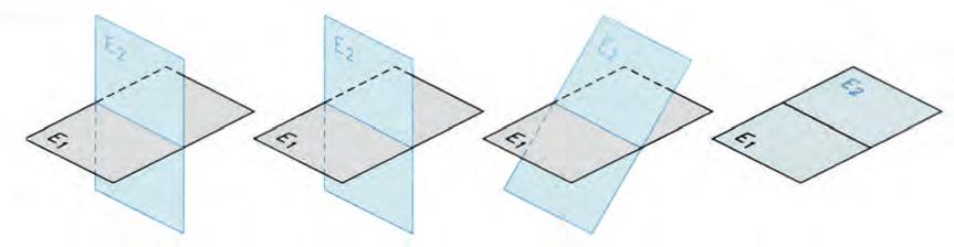 Η κατάκλιση Κατάκλιση ενός επιπέδου Ε 2 επάνω σ'ένα άλλο επίπεδο Ε 1 είναι η περιστροφή του Ε 2, με άξονα περιστροφής την ευθεία τομής τους, έως ότου συμπέσει με το Ε 1.