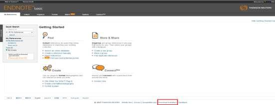 Βήμα 7ο: Τώρα θα ανοίξει η αρχική σελίδα του EndNote. Εικόνα 10 Εικόνα 10 Βήμα 8 0: Επιλέγετε το Download Installers στο κάτω μέρος της σελίδας.