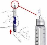 Γ. Κρατήστε τη συσκευή τύπου πένας με τη βελόνα να σημαδεύει προς τα επάνω. Δ. Κτυπήστε το δοχείο της ινσουλίνης έτσι ώστε οι φυσαλίδες αέρα να κινηθούν προς τη βελόνα. Ε.