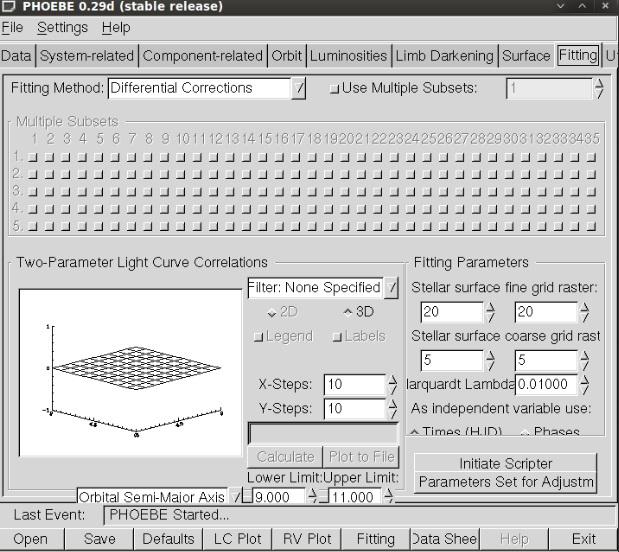 3.2.8 Παράμετροι Προσαρμογής (Fitting Tab) Εικόνα 3.14 Παράθυρο παραμέτρων προσαρμογής. Εδώ ρυθμίζονται οι παράμετροι που θα τεθούν για προσαρμογή με τη μέθοδο των διαφορικών διορθώσεων.