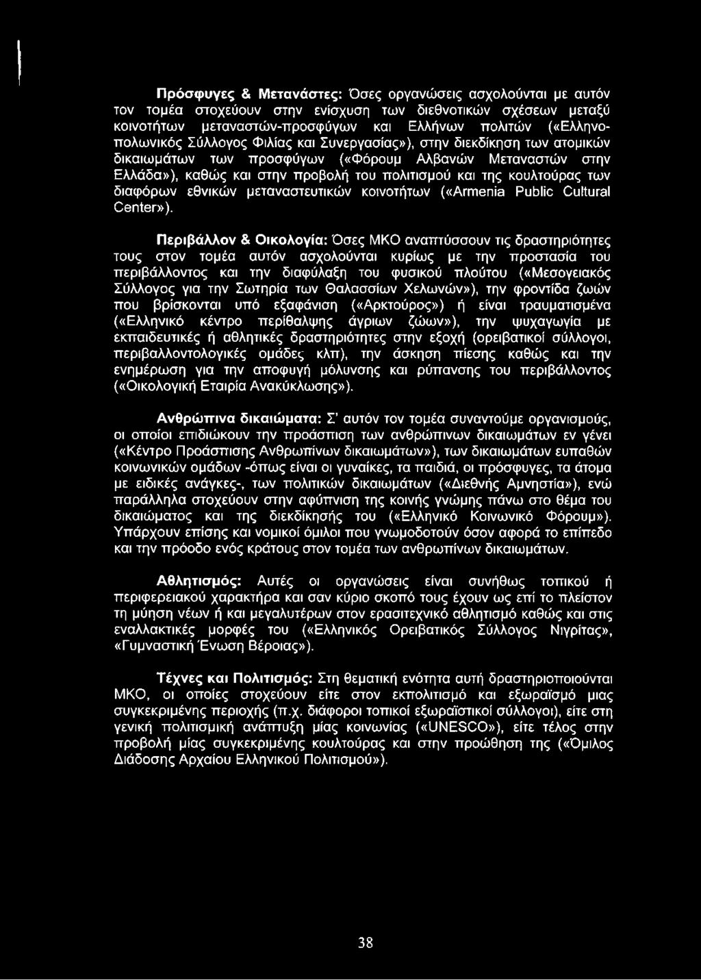 διαφόρων εθνικών μεταναστευτικών κοινοτήτων («Amrenia Public Cultural Center»).