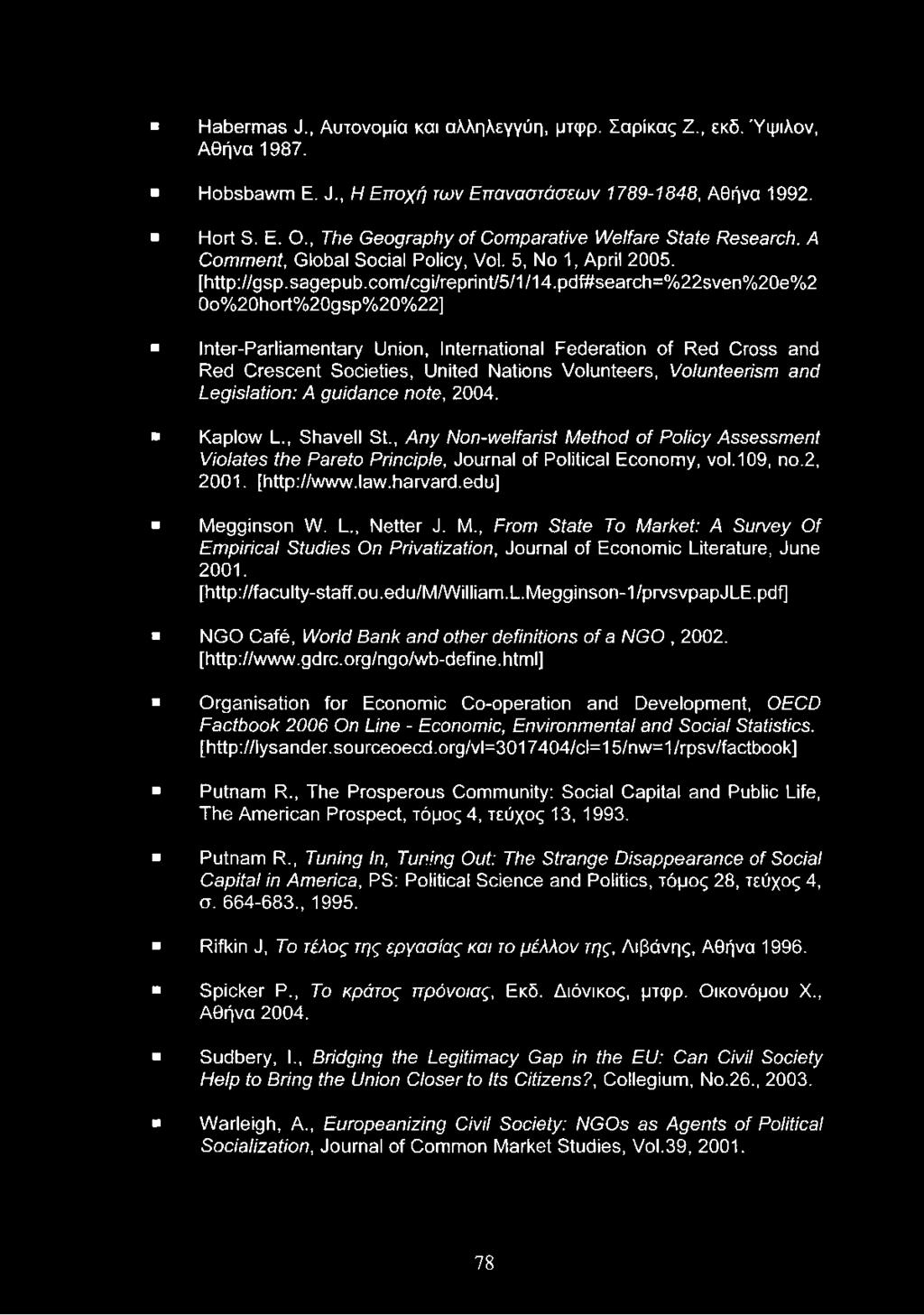 pdf#search=%22sven%20e%2 0o%20hort%20gsp%20%22] Inter-Parliamentary Union, International Federation of Red Cross and Red Crescent Societies, United Nations Volunteers, Volunteerism and Legislation: A