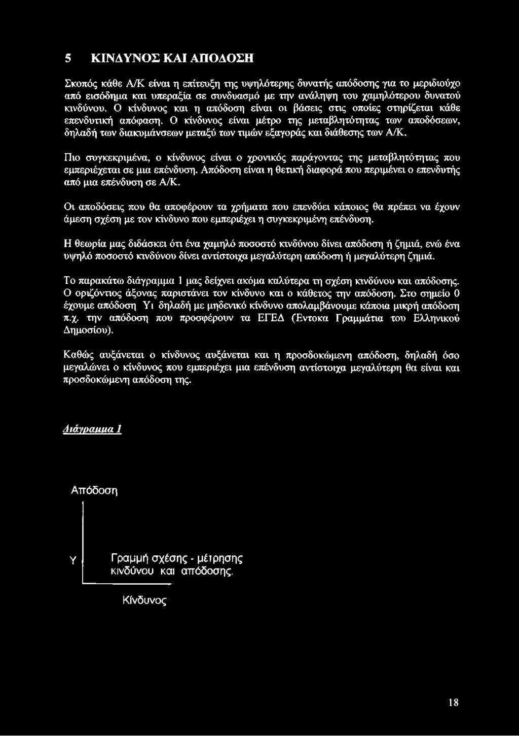 5 ΚΙΝΔΥΝΟΣ ΚΑΙ ΑΠΟΔΟΣΗ Σκοπός κάθε Α/Κ είναι η επίτευξη της υψηλότερης δυνατής απόδοσης για το μεριδιούχο από εισόδημα και υπεραξία σε συνδυασμό με την ανάληψη του χαμηλότερου δυνατού κινδύνου.