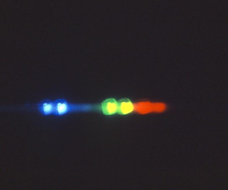 Λυχνία ατμών Hg Κοιτάζοντας μια λάμπα ατμών Hg μέσα από ένα φασματογράφο, βλέπουμε τόσα είδωλά της όσες