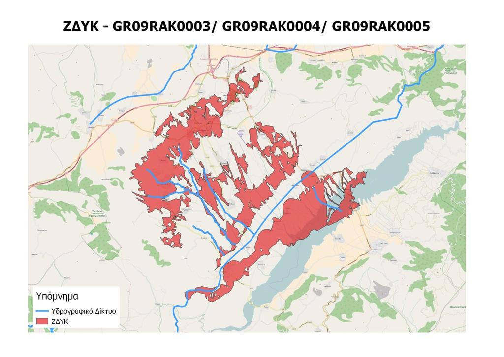 Εικόνα 4.24 : ΖΔΥΚ GR09RAK0003/ GR09RAK0004/ GR09RAK0005 4.5.2 Αποτελέσματα Σχολιασμός Φράγμα Πολυφύτου Το φράγμα Πολυφύτου μοντελοποιήθηκε στο FLO-2D με συνθήκες μη μόνιμης ροής.