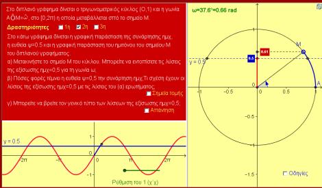 gr/v/item/ds/851/508 3.5 Πρτείνεται να διατεθύν 5 ώρες Οι τριγωνμετρικές εξισώσεις είναι ένα σημαντικό αλγεβρικό εργαλεί και είναι τ πρώτ είδς μη πλυωνυμικών εξισώσεων πυ συναντύν ι μαθητές.