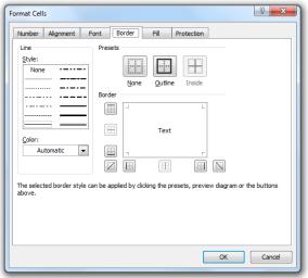 Παράθυρο Διαλόγου (Dialog Box) Πλήκτρα (Keys) Φόντο στα κελιά (Fill