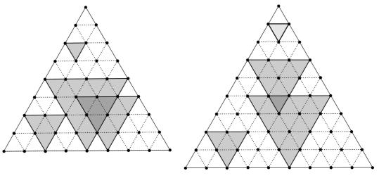 S n = + = =. Τέλος δημιουργείται το τρίγωνο τύπου T n (που η πλευρά του έχει μήκος n ) και ταυτίζεται ουσιαστικά το μεγάλο αρχικό ισόπλευρο τρίγωνο.