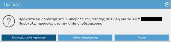 αποδέσμευσης παραγωγού από την Πύλη.